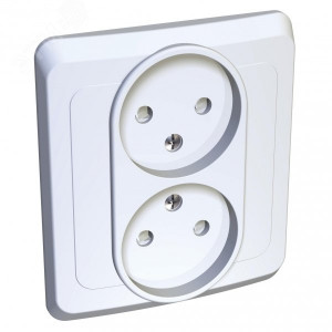 Розетка 2-м СП Этюд 16А IP20 250В без заземл. защ. шторки бел. SE PC16-006B