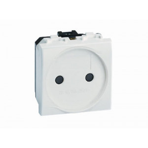 Электрическая розетка, без заземления, со шторками, белая, 2мод. 76483B