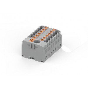 Распределительный блок TPA6/2.5-13-GY, Блок распределения потенциала, 13 точек подключения, тип фиксации провода: Push-in, номинальное сечение: 2,5/6 мм кв., 41A, 450V, цвет: серый