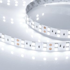 Лента RT 2-5000 24V Cool 8K 2x2 (5060, 600 LED, LUX) 013756, Гибкая лента LUX, 2 ряда, светодиоды smd 5060, 120шт/м (600шт на 5м), белая плата 15мм, скотч 3М. Цвет ХОЛОДНЫЙ 7700-9600K. Питание 24V, мощность 28.8 Вт/м (144 Вт на 5м), угол 120°, цветопередача CRI>85. Размеры 5000х15x2.2мм. Мин.отрезок 50мм, 6шт свето