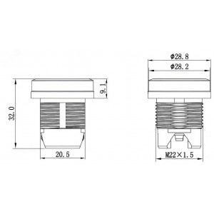 Головка кнопки плоская прозрачная без  фиксации, желтая M22P-FMLYP