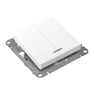 Механизм выключателя, двухклавишный, с подсветкой, белый Эпика EKF UP1-SWW-24