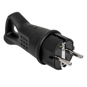 Вилка угловая 16А 2P+PE 230В IP44 с кольцом каучук Basic RPS-017-16-230-44