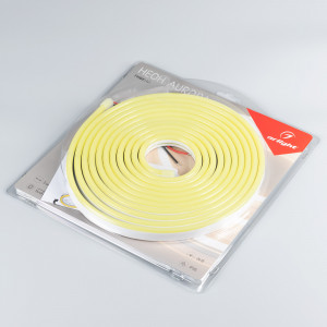 Лента герметичная AURORA-PS-A120-16x8mm 24V Lemon (10 W/m, IP65, 2835, 5m) 036693, Гибкий неон AURORA в силиконовой оболочке. Светодиоды SMD2835, 120 шт-м, цвет ЛИМОННЫЙ ЖЁЛТЫЙ. Сечение 16х8 мм, горизонтальный (боковой) изгиб, IP65, шаг резки 8.33 мм, мощность 10 Вт-м, напряжение питания DC 24V. Укомплектован заглушками и 30см проводом