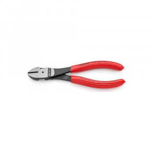 Силовые бокорезы KN-7401160, Бокорезы особой мощности с полированной поверхностью головки и режущими кромками с фаской, с пластиковыми рукоятками, диаметр среднетвердой проволоки- 3.4мм, твердой - 2.5мм, рояльной струны -2.0мм,  длина 160мм