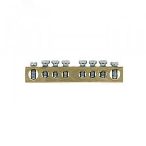 Шина PEN "ноль-земля" (8х12мм) 8 отверстий латунь крепеж по краям PROxima sn0-125-8-k