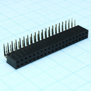 DS1024-2X20R2, Гнездо на плату угловое 2x20 конт., шаг 2.54 мм., длина 8.5мм.