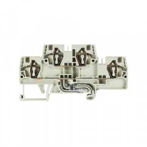 Этажная клемма WKFN 4 E/D/SL/35, Этажная клемма, 2 этажа, L-PE, нижний ряд с заземлением, тип фиксации провода: пружинный, номинальное сечение: 4 мм кв., 32A, 500V, ширина: 6 мм, цвет: серый, тип монтажа: DIN35