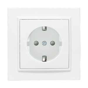 Розетка 1-м СП Минск 16А IP20 с заземл. защ. шторки бел. Basic ERR16-028-100