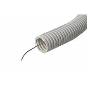 Труба гофр. ПВХ с протяжкой d20 мм (10 м) серая Plast tg-z-20-10m