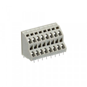 Клемма 8291 EFK/8/16 OB, Клемма, 2 этажа, подвод кабеля 45 град., на плату, шаг: 5.08 мм, 16 полюсов, фиксация провода пружинная, исполнение: без маркировки, 250V, 12A, цвет: серый