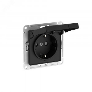 ATLASDESIGN РОЗЕТКА с заземл. со шторк. с крышкой, 16А, IP20,мех., быстрозажимные клеммы, КАРБОН ATN001046S