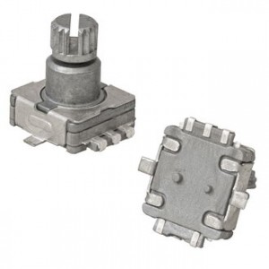 EC11E 30/15 9,5MM, Энкодер EC11 30 щелчков, 15 импульсов, металлический вал с лыской 9.5мм, SMD монтаж