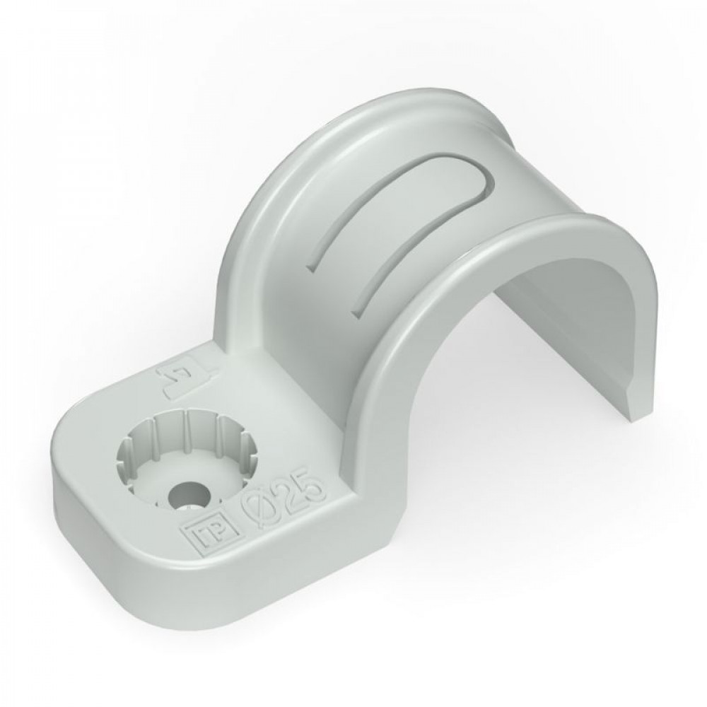 Изображение товара Крепеж-скоба односторонняя d25мм для пластиковых труб промрукав PR13.0370 упаковка 50 шт