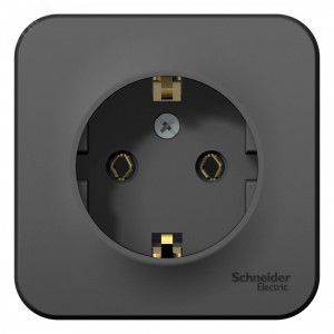 BLANCA О/У РОЗЕТКА с заземлением без шторок, 16А, 250В, АНТРАЦИТ BLNRA010106