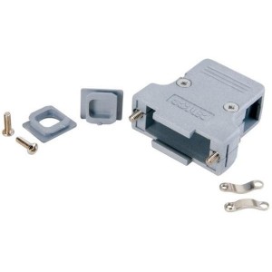 165X11899XE, Корпуса разъемов D-Sub  PLASTIC HOOD 37 POS GRAY DUAL ENTRY