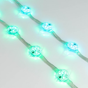 Модуль управляемый DMX-B3-D30 12V RGB (0.72W, IP68, 140 deg) 036772, Управляемый светодиодный модуль DMX, RGB, микросхема DMX512 (UCS512), напряжение 12 В, мощность 0.72 Вт, 3 светодиода SMD 5060, угол 140°. Создание медиафасадов, 20 шт на проводе, расстояние между центрами модулей 100 мм, длина провода между модулями 60 м