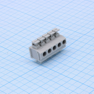 GT235-5.0-05P-11-00, Нажимной безвинтовой клеммный блок 5 контактов. Зажим типа торцевой контакт. Серия GT235-5.0