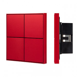 INTELLIGENT ARLIGHT Кнопочная панель KNX-304-23-IN Rose Red (BUS, Frameless) 039664, Универсальная многофункциональная встраиваемая настенная панель для систем KNX. 4 рокерные клавиши, 1 клавиша может выполнять функции 2-х клавиш. Безрамочный корпус, материал - алюминий, отклик вибрацией, светодиодная индикация. Цвет корпуса - розово-крас