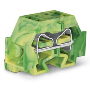 Проходная клемма (MINI) 242337, Проходная клемма, MINI, боковой подвод кабеля, 4 точки подключения, тип фиксации провода: пружинный, номинальное сечение: 4 мм кв., 24A, 630V, ширина: 12 мм, цвет: желто-зеленый, тип монтажа: монтажные фланцы