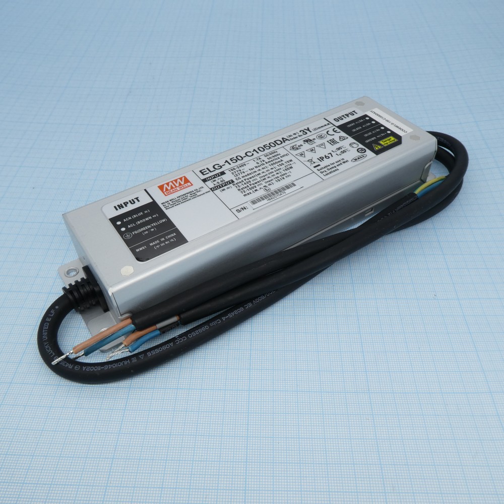 Изображение товара Источник питания MEAN WELL ELG-150-C1050DA-3Y 150W IP67 с DALI димминг