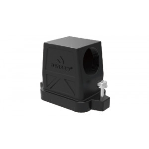 Крышка разъема DP6B-SEH-2S-PG21, Крышка разъема на кабель, типоразмер 6B, без уплотнителя, 1 отверстие с резьбой для кабельных вводов PG21, с боковым расположением, винтовая фиксация разъемного соединения, материал корпуса: алюминиевый сплав