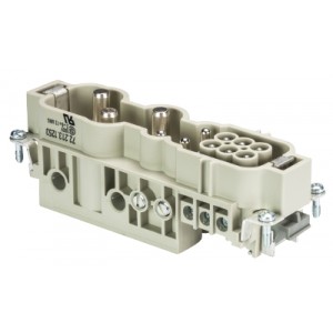 Вилочная контактная вставка 72.213.1253.0, Вилочная контактная вставка, винтовая фиксация, 3/3/6 полюсов + PE, типоразмер 24B, 230/400/690V, 100/40/16A, сечение обслуживаемых проводников 2,5-25 мм кв., тип покрытия контактов: серебро