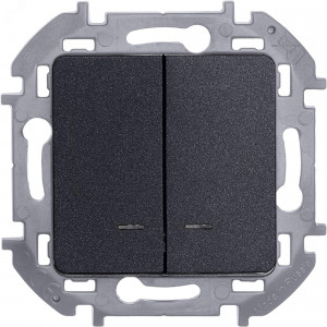 Выключатель 2-кл. Inspiria 10А IP20 250В 10AX с подсветкой/индикацией механизм антрацит Leg 673633