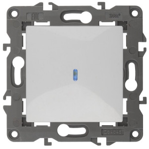 14-1102-01 Выключатель с подсветкой, 10АХ-250В, IP20, Elegance, белый (10/100/3000) Б0034215