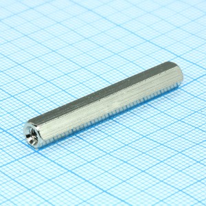 H-L4000-0600-5-03-2N, Стойка латунная никелированная для печатной платы, шестигранная, М3, 40мм, отверстие-отверстие