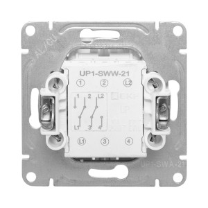 Механизм выключателя, двухклавишный, проходной, алюминий Эпика EKF UP1-SWA-21