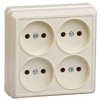 РС24-2-ОК Розетка 4местн. без з/к 10А откр.уст. ОКТАВА (кремовый) ERO40-K33-10-DC