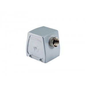 Крышка разъема 70.350.3235.2, Крышка разъема на кабель, типоразмер 32B, без уплотнителя, 1 отверстие с резьбой для кабельных вводов M32x1,5, с резьбовым удлинителем, с боковым расположением, без защелок (упоры для двух защелок), материал корпуса: алюминиевый сплав