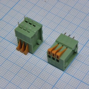 DG141V-2.54-03P-14-00A(H), Нажимной безвинтовой клеммный блок 3 контакта. Зажим типа торцевой контакт. Серия DG141V-2.54