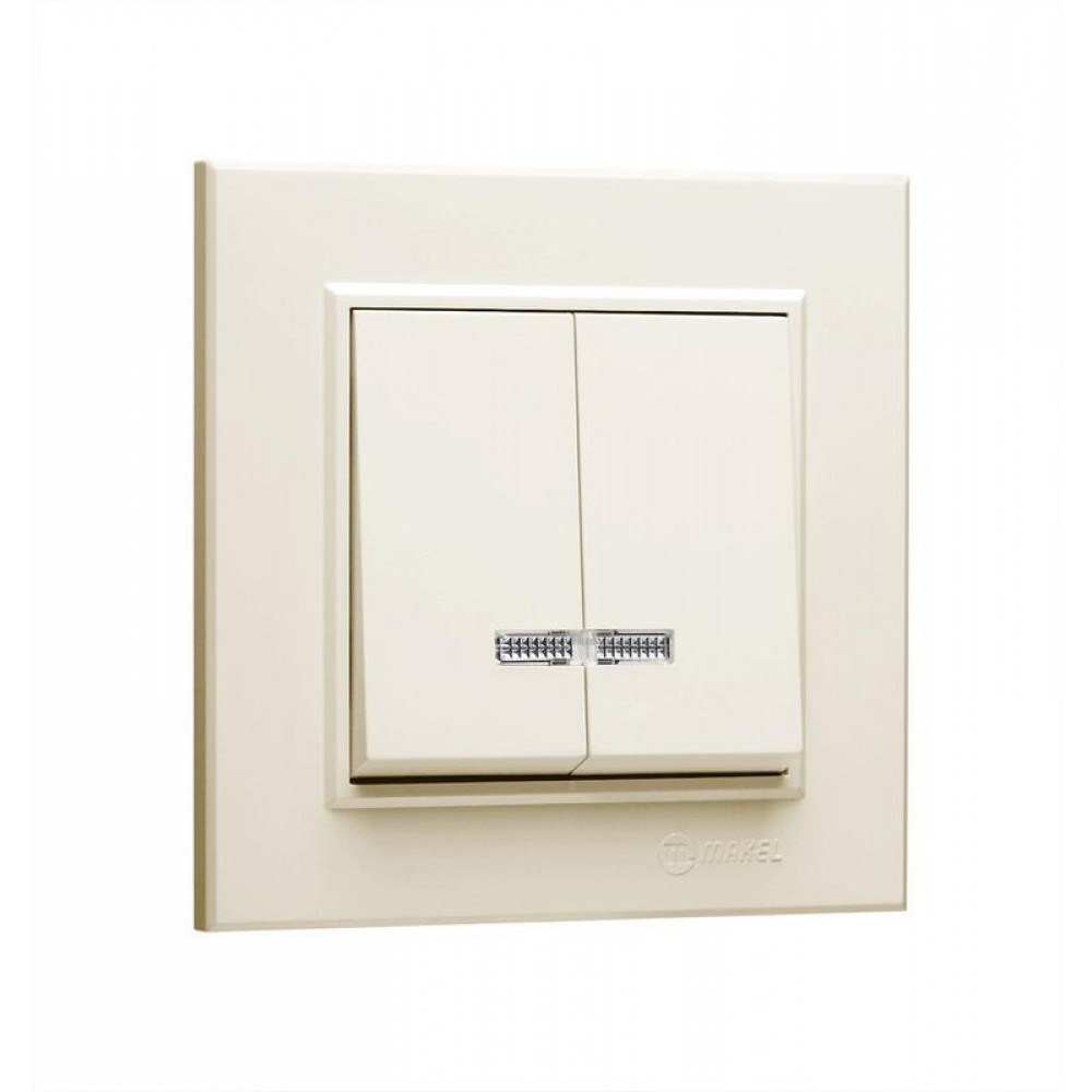 Изображение товара Выключатель 2-кл. СП Karea 10А IP20 с подсветкой кремовый