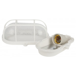 Светильник НБП 01-60-002 с решеткой Евро пластик/стекло IP53 E27 max 60Вт 184х115х90 овал белый Б0052015