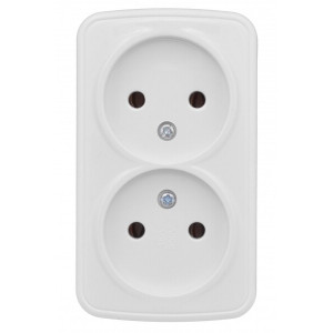 Минск Розетка 2-местная ОП 10А без заземления белая Basic EGR10-102-10
