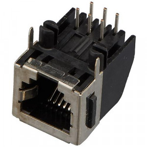 5555154-1, Разъем модульный RJ-25 розетка 6 контактов шаг 2.54мм угловой монтаж в отверстие 6 терминалов 1 порт коробка/лоток