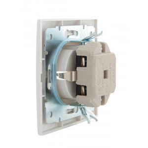Розетка 1-м СП Mira 16А IP20 с заземл. с бел. вставкой керамика бел. 701-0202-122
