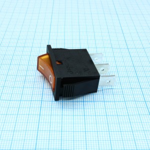 RK1-11 1X1N B/OR"0-", Выключатель клавишный ON-OFF с подсветкой цвет корпуса (черный) цвет кнопки (оранжевый)