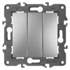 14-1107-03 Выключатель тройной, 10АХ-250В, IP20, Elegance, алюминий (10/100/3000) Б0034252