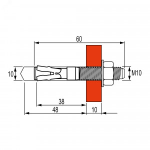 Анкер клиновой М10х60 усилен. DKC CM481060