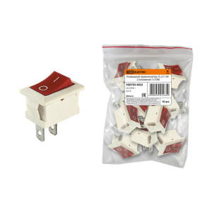 Клавишный переключатель YL-211-04 белый корпус красная клавиша 2 положения 1з SQ0703-0022