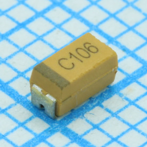 TS20001A100KAT000R, ЧИП-конденсатор танталовый 10мкФ 10В типоразмер A ±10% (3.2х1.6х1.6мм) SMD 3216-18 125°С лента на катушке