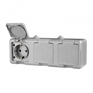 Розетка 3-м ОП Dita 16А IP54 250В с заземл. с сер. крышкой сер. TKL-DT-R3Z-C06-IP54