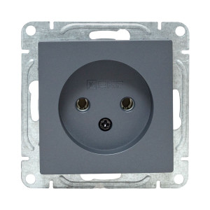 Механизм розетки, 16А, без заземления, без шторок, графит Эпика EKF UP1-SOG-100