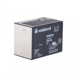 Источник питания WIPOS 24VDC/5,0A 1PH H, Источник питания, однофазный, 24 V / 5 A, 120 W; диапазон входных напряжений: 97 – 265 VAC; габариты (мм): ширина x высота x глубина: 147 x 105 x 86; вес 0,8 кг; монтаж: на DIN рейку, температура окружающей среды 0°C…+70°C