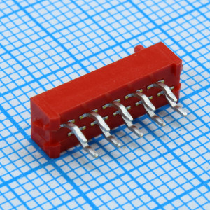 DS1015-07-10R6, Вилка на плату IDC Micro Match 10 контактов, шаг 2.54мм, монтаж в отверстия