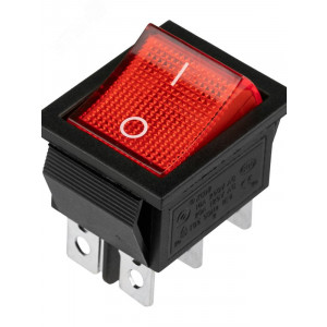 Выключатель клавишный 250В 15А (6с) ON-ON красн. с подсветкой (RWB-506 SC-767) (инд. упак.) 36-2350-1, Выключатель клавишный с подсветкой ON-ON (6c) 15А 250В