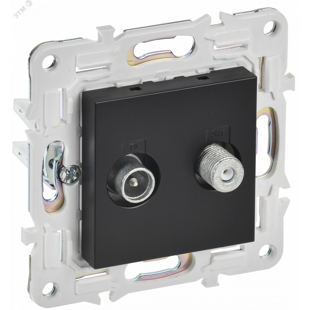 Изображение товара Розетка двойная TV+SAT IEK SK-A13Bl черная, скрытая установка